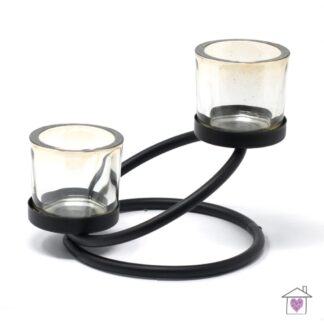 Centrepiece Iron Votive Candle Holder- 2 Cup Double Step