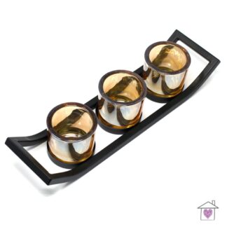 Centrepiece Iron Votive Candle Holder- 3 Cup Ledge