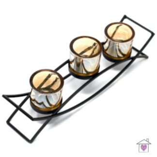 Centrepiece Iron Votive Candle Holder- 3 Cup Sillhouette