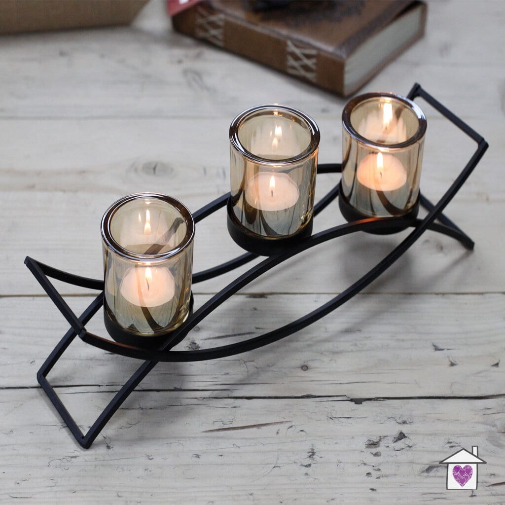 Centrepiece Iron Votive Candle Holder- 3 Cup Sillhouette - Image 3