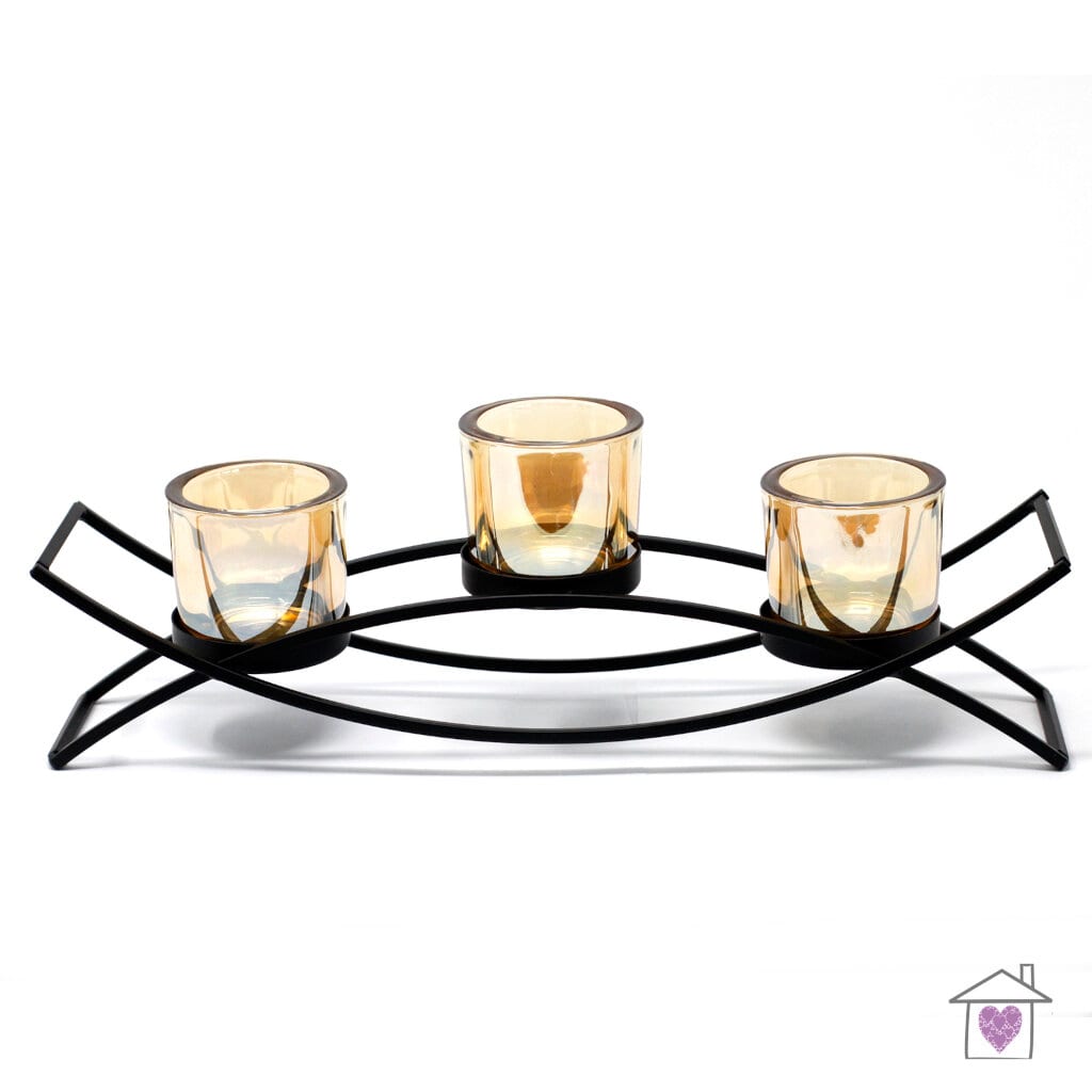 Centrepiece Iron Votive Candle Holder- 3 Cup Sillhouette - Image 2