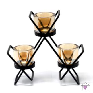 Centrepiece Iron Votive Candle Holder- 3 Cup Triangle