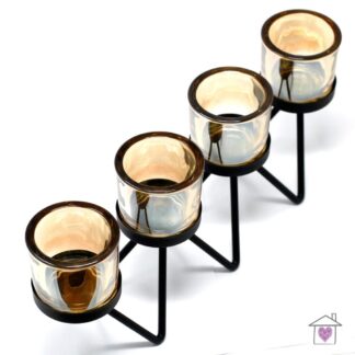 Centrepiece Iron Votive Candle Holder- 4 Cup Zig Zag