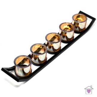 Centrepiece Iron Votive Candle Holder- 5 Cup Ledge