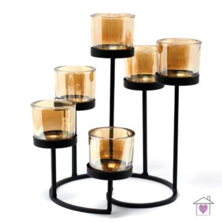 Centrepiece Iron Votive Candle Holder- 6 Cup Circle Tree
