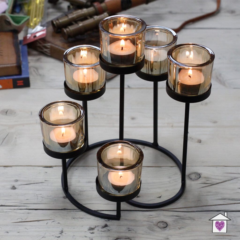 Centrepiece Iron Votive Candle Holder- 6 Cup Circle Tree - Image 2