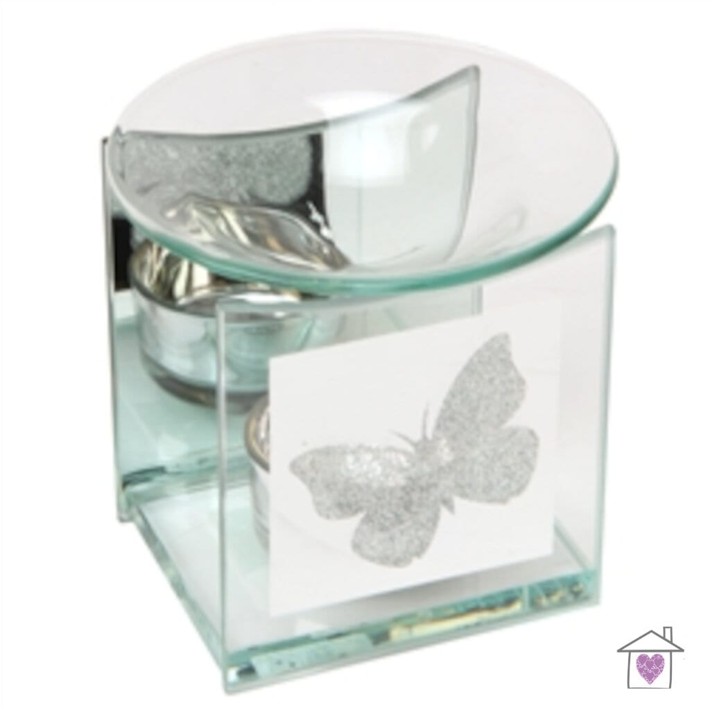Glitter Butterfly Glass Tealight Burner