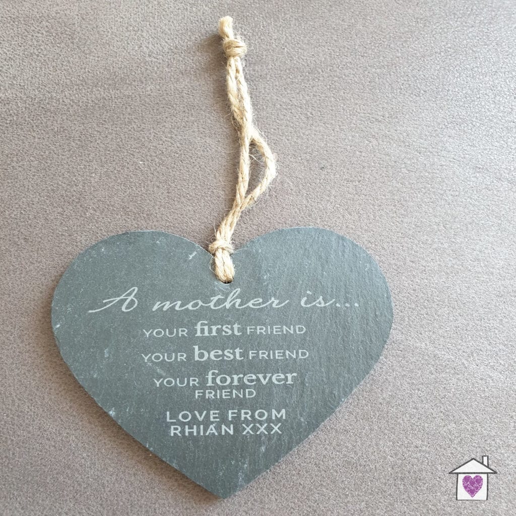 Personalised 'A Mother is' Slate hanging heart decoration - Image 6