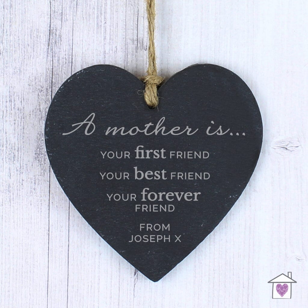 Personalised 'A Mother is' Slate hanging heart decoration - Image 5