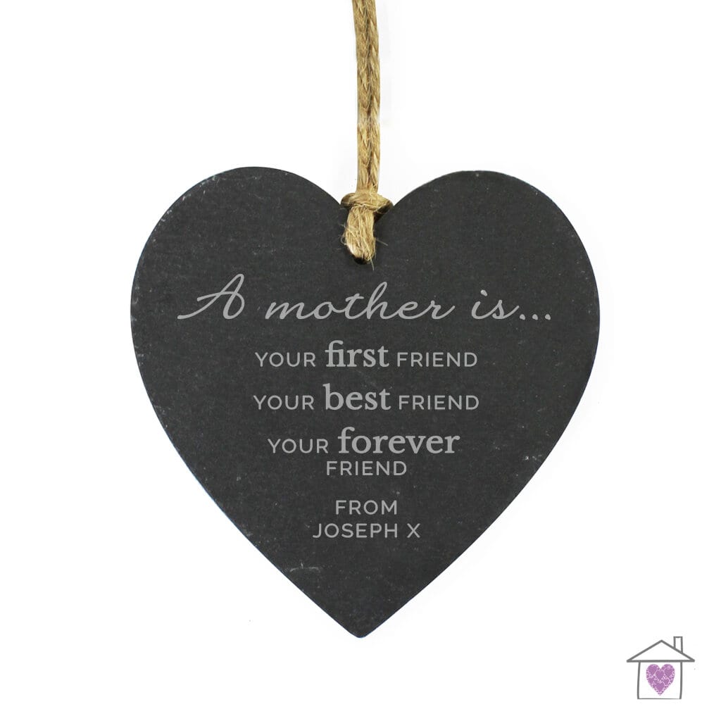 Personalised 'A Mother is' Slate hanging heart decoration - Image 4