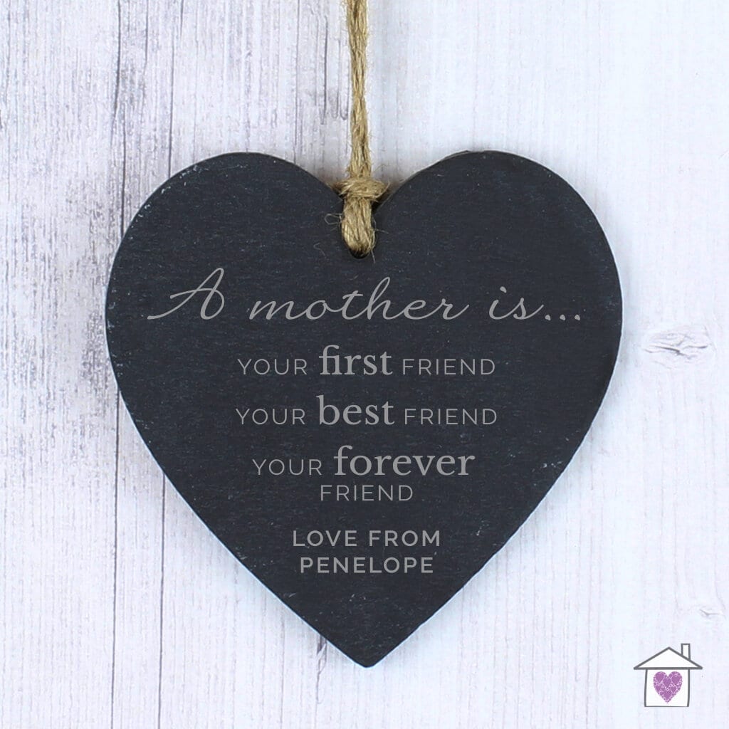 Personalised 'A Mother is' Slate hanging heart decoration - Image 3