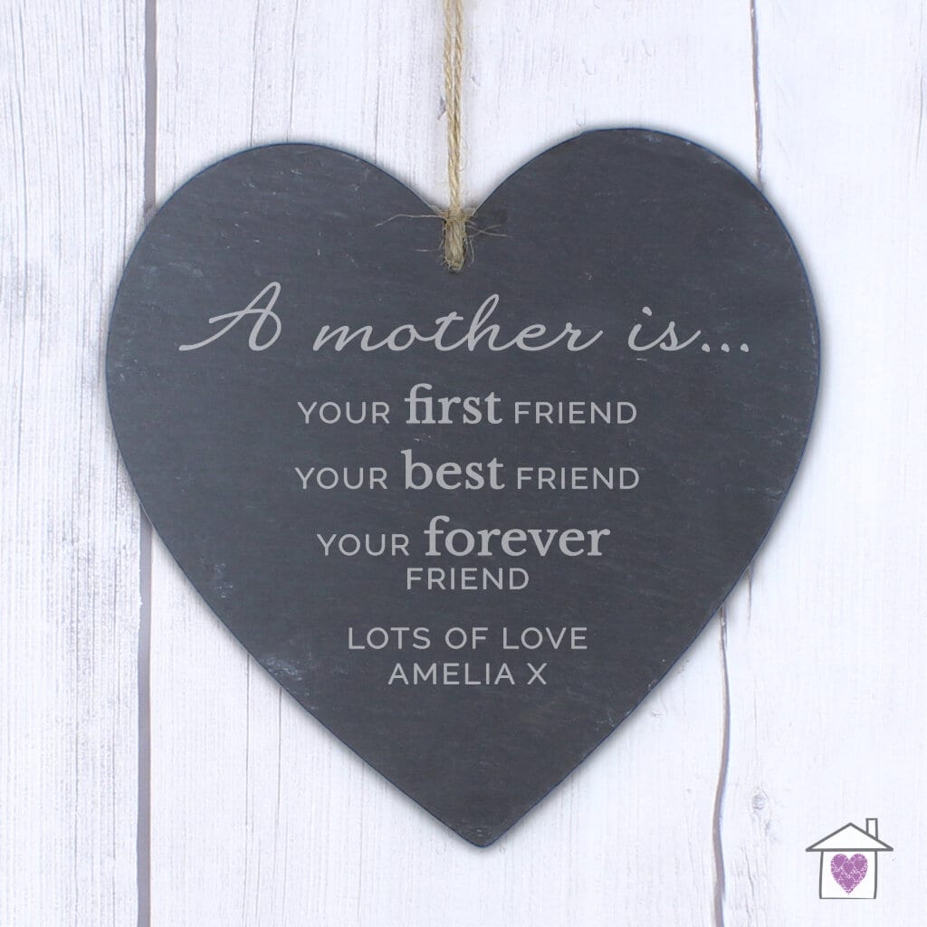 Personalised 'A Mother is' Slate hanging heart decoration - Image 2