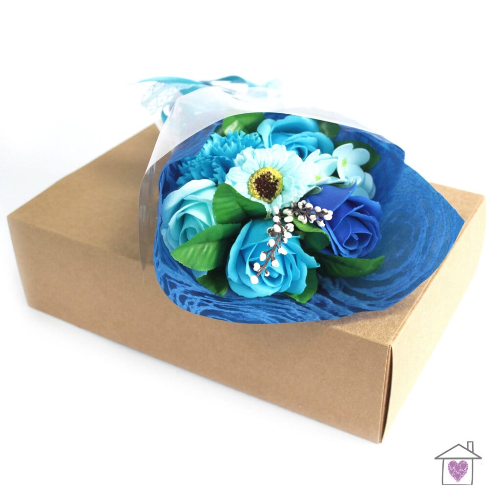 Boxed Hand Soap Flower Bouquet - Blue - Image 3