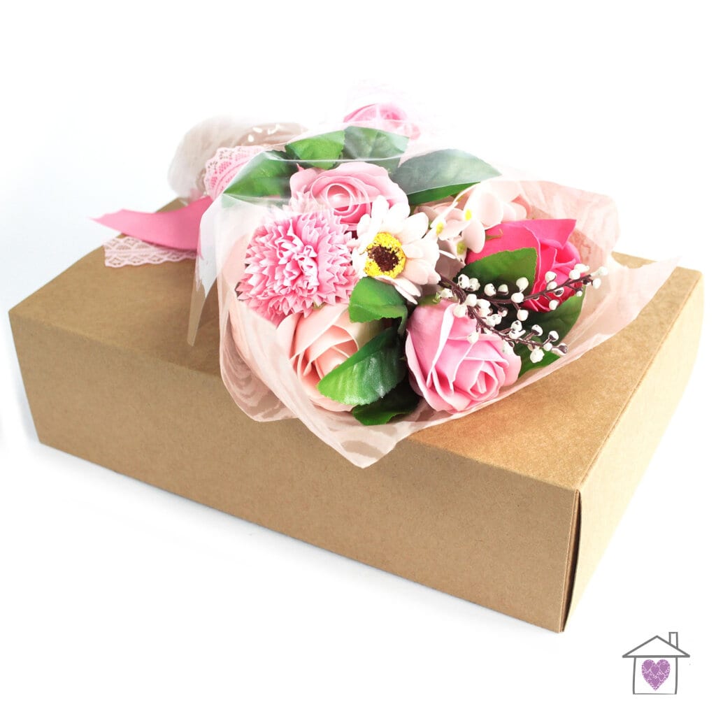 Boxed Hand Soap Flower Bouquet - Pink - Image 2