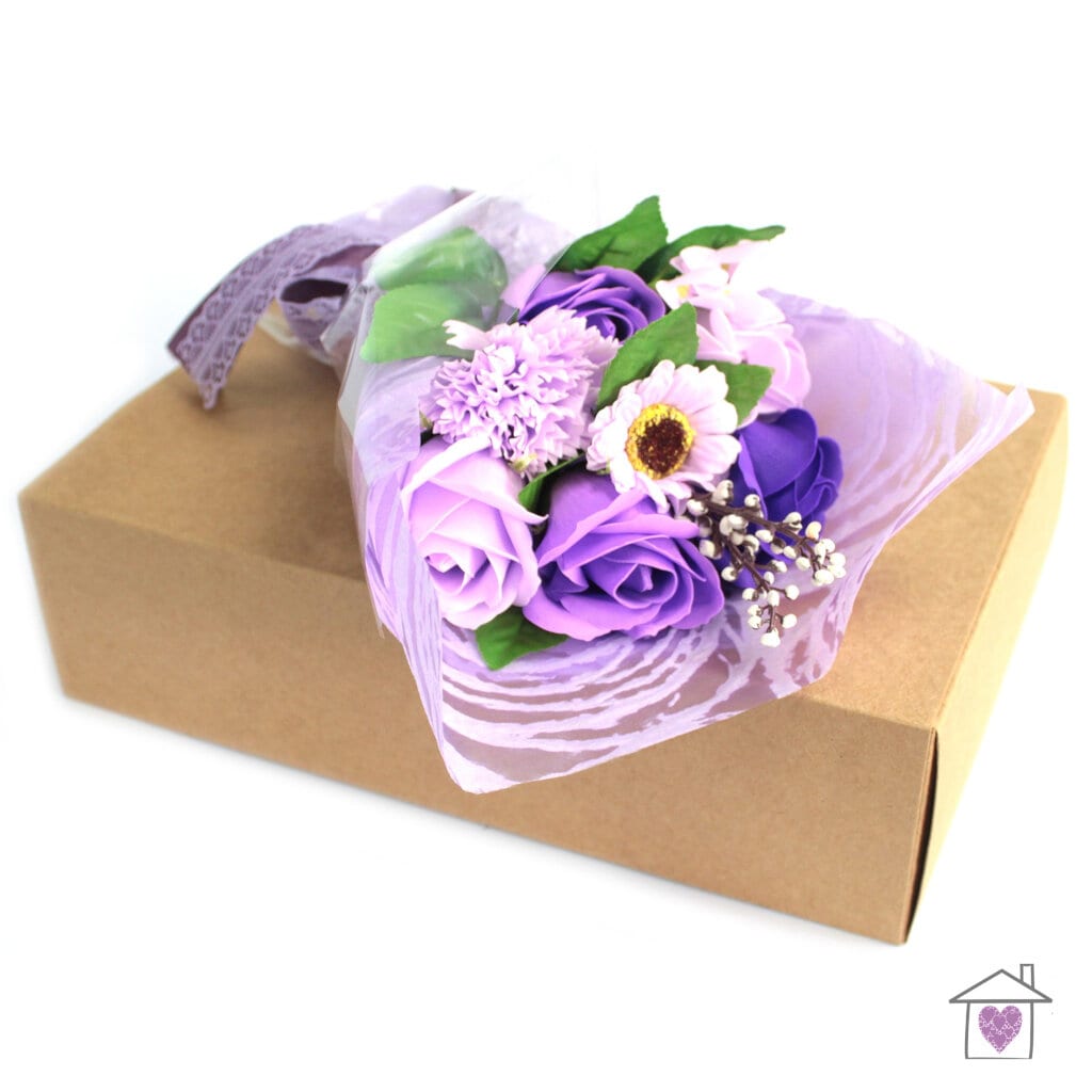 Boxed Hand Soap Flower Bouquet - Purple - Image 3