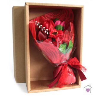 Boxed Hand Soap Flower Bouquet- Red