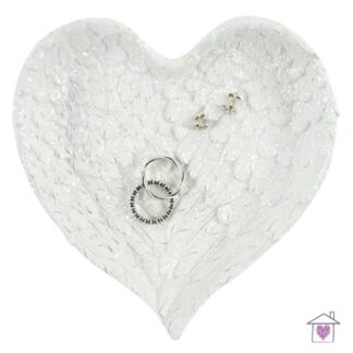 Glitter Heart Shaped Angel Wing Trinket Dish