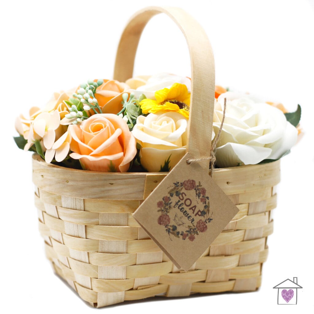 Large Orange Bouquet in Wicker Basket - Image 2