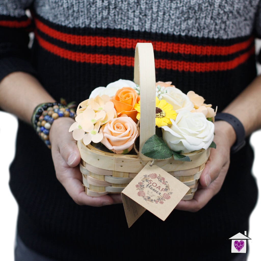Medium Orange Bouquet in Wicker Basket - Image 2