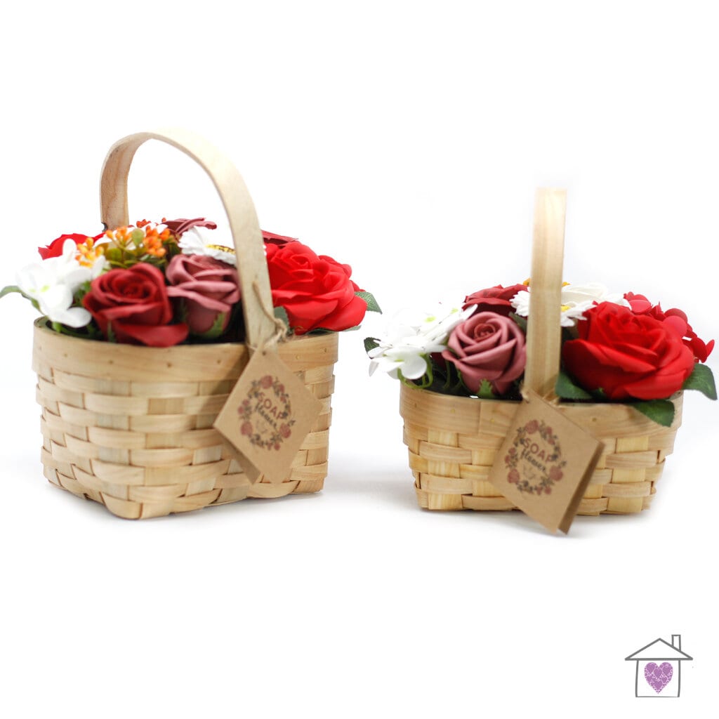 Medium Red Bouquet in Wicker Basket - Image 2