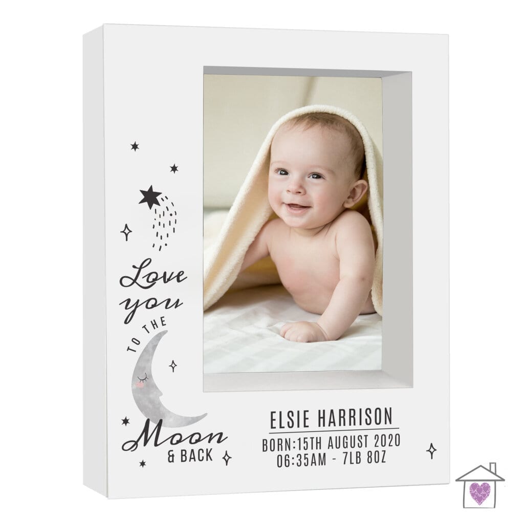 Personalised Baby To The Moon and Back 7x5 Box Photo Frame - Image 3