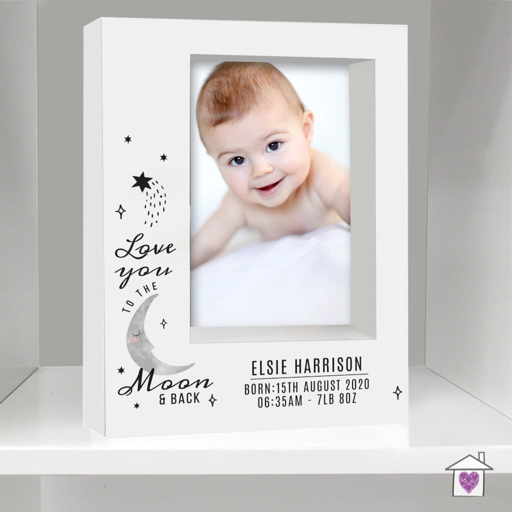 Personalised Baby To The Moon and Back 7x5 Box Photo Frame - Image 4