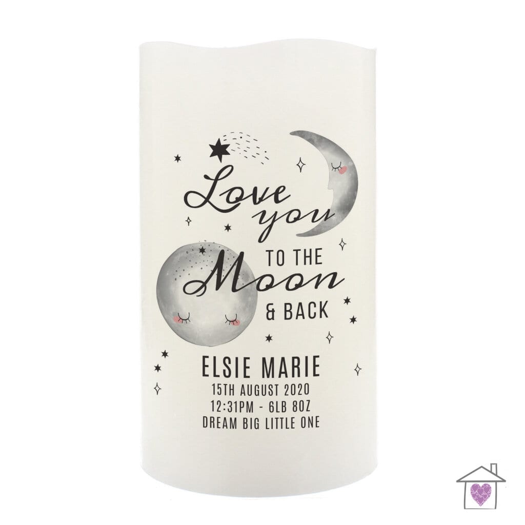 Personalised Baby To The Moon and Back LED Candle - Image 3