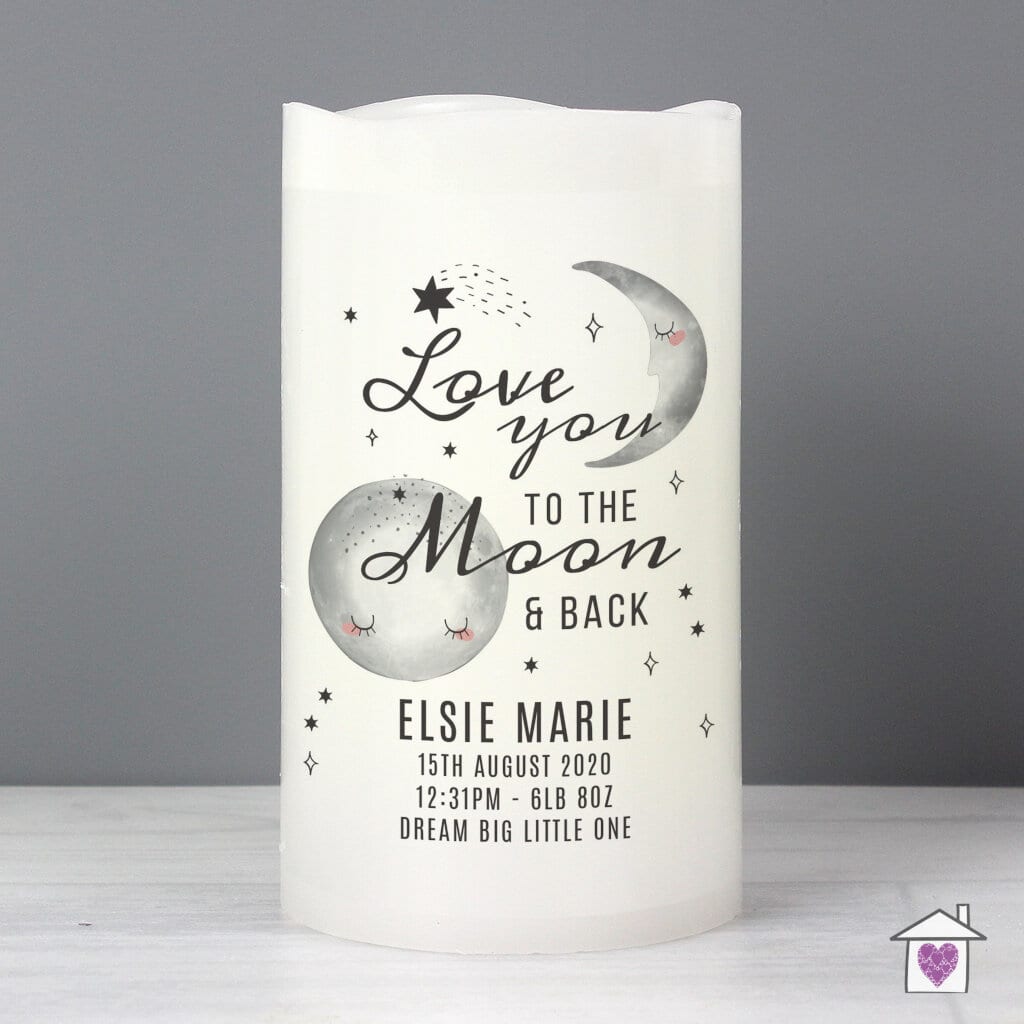 Personalised Baby To The Moon and Back LED Candle - Image 2