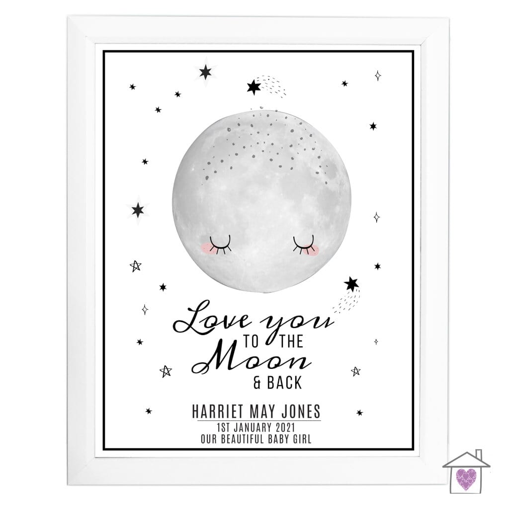 Personalised Baby To The Moon and Back White Framed Print - Image 5