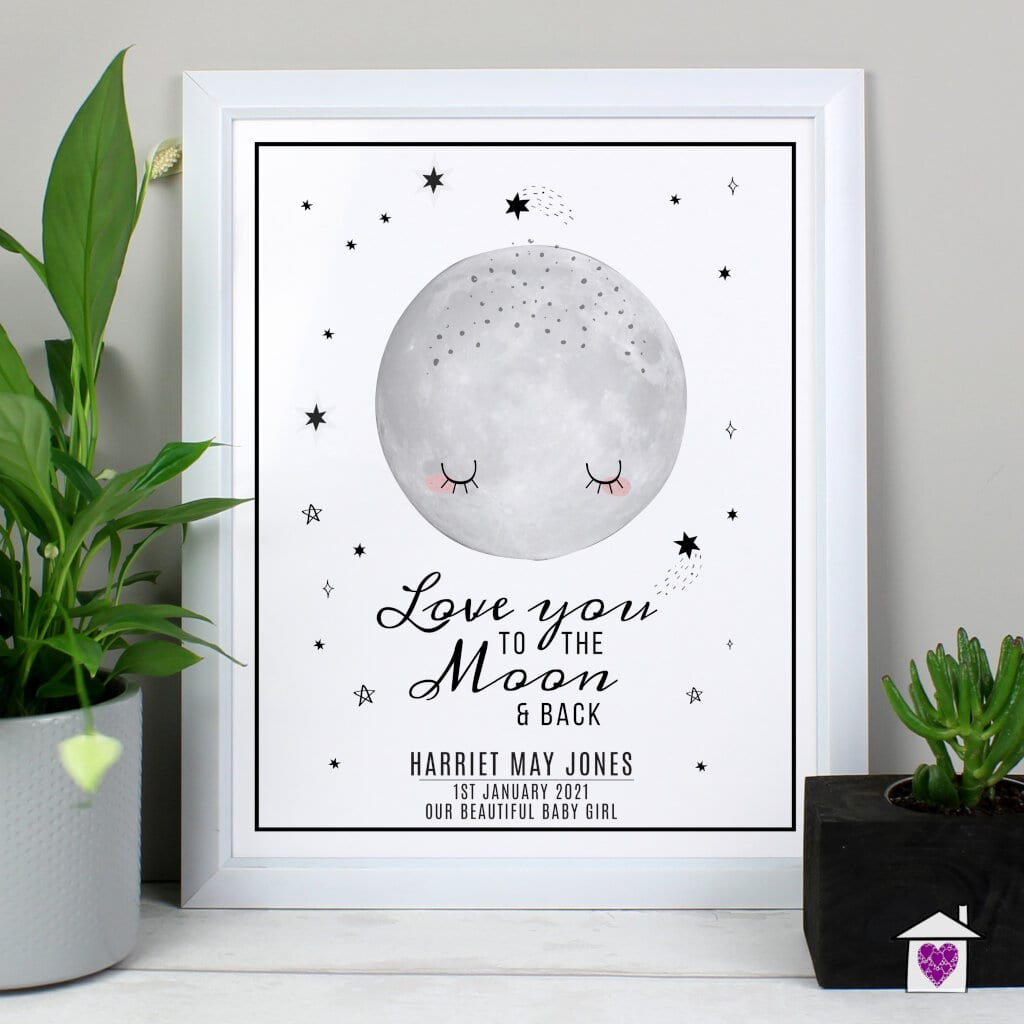 Personalised Baby To The Moon and Back White Framed Print - Image 4