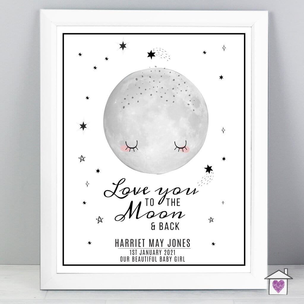 Personalised Baby To The Moon and Back White Framed Print - Image 3