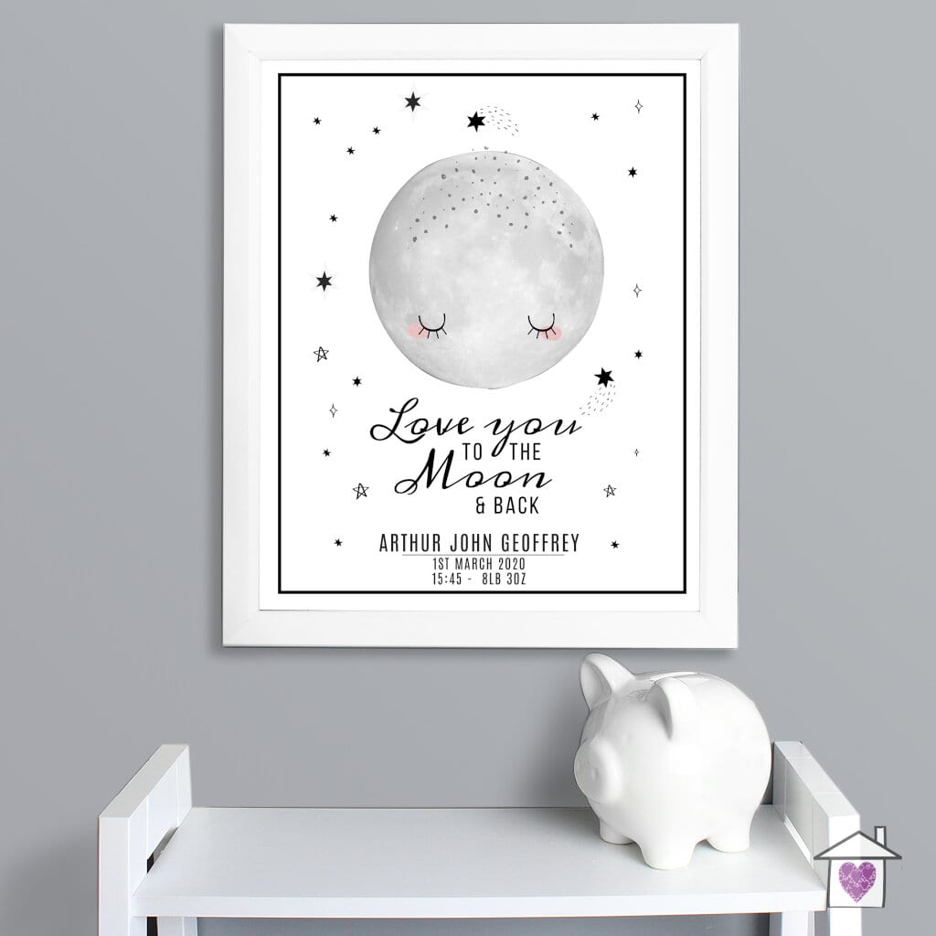 Personalised Baby To The Moon and Back White Framed Print - Image 2