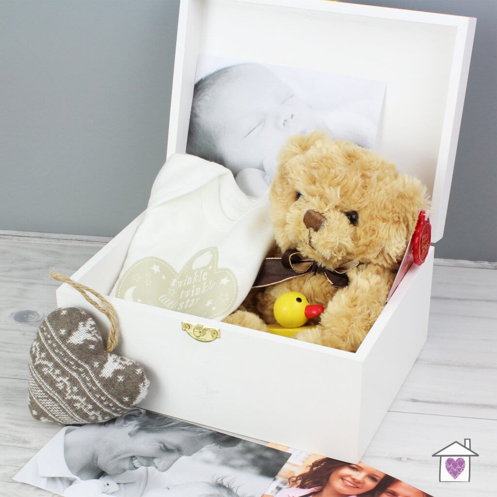 Personalised Baby To The Moon and Back White Wooden Keepsake Box - Image 2