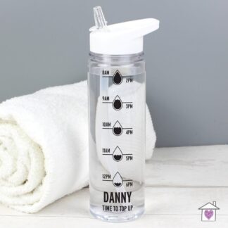 Personalised Black Hydration Tracker Water Bottle