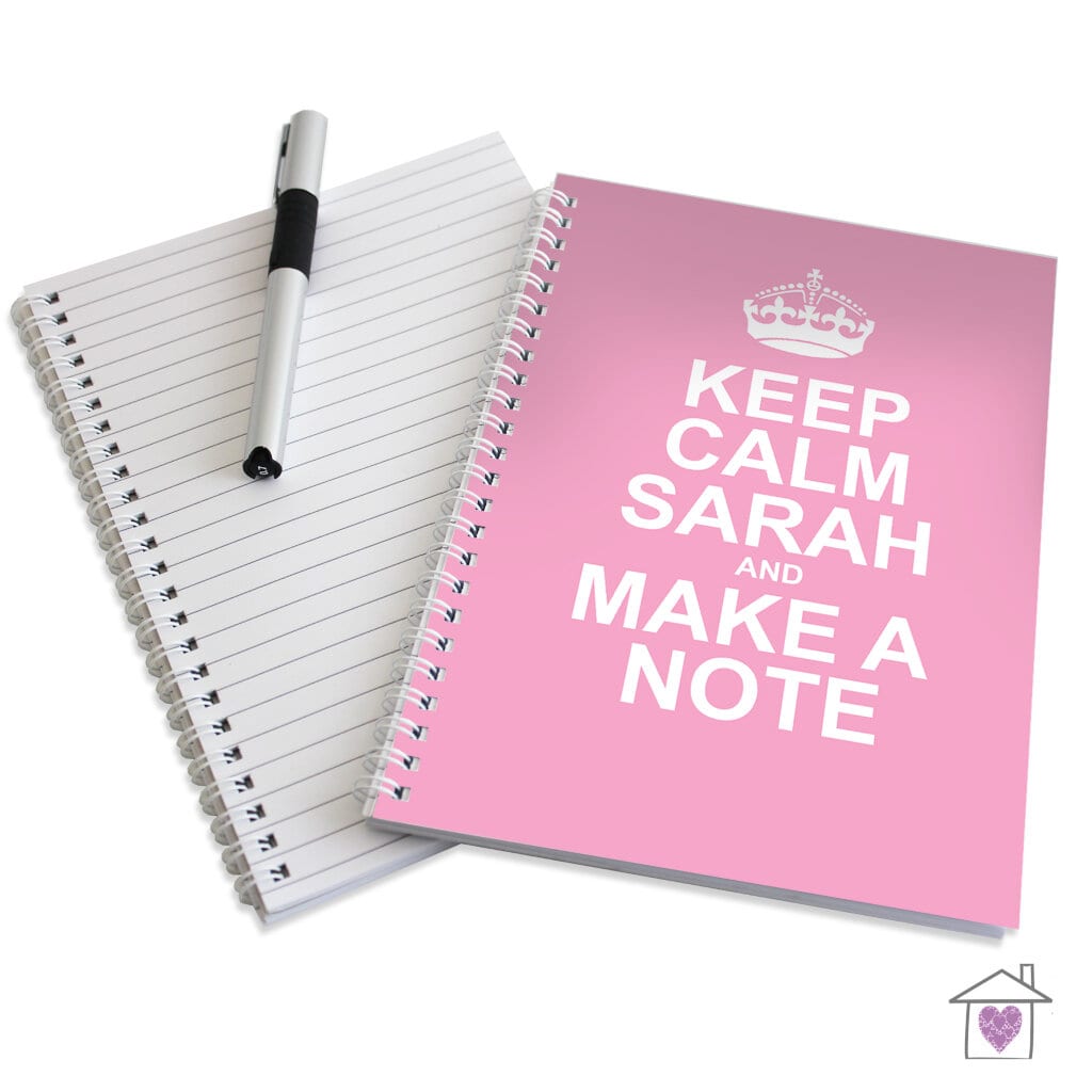 Personalised Keep Calm Pink A5 Notebook - Image 2