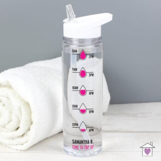 Personalised Pink Hydration Tracker Water Bottle