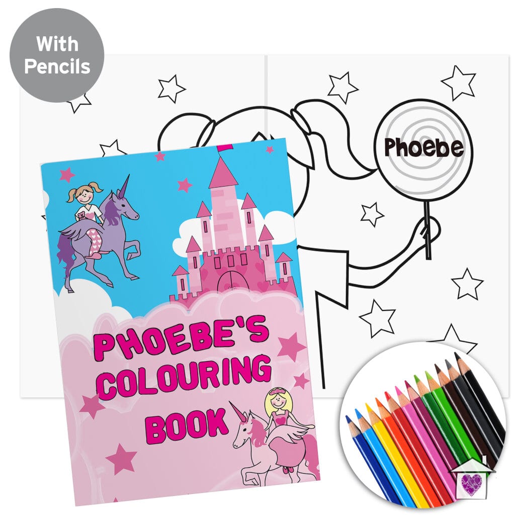 Personalised Princess and Unicorn Colouring Book with Personalised Pencil Crayons - Image 2