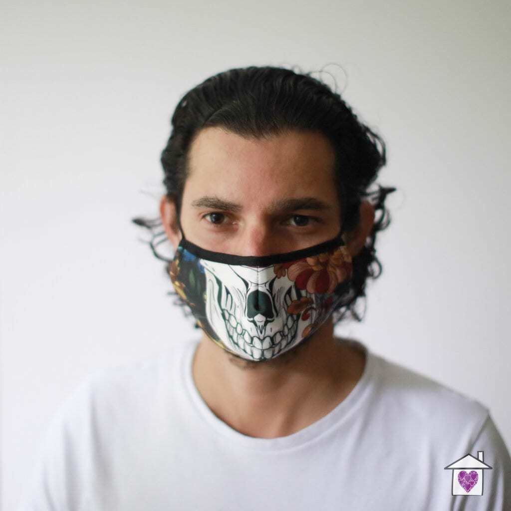 Reusable Fashion Face Mask - Colourful Calavera (Adult) - Image 3