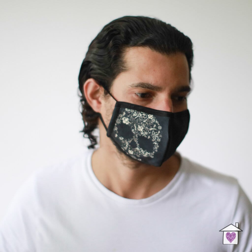 Reusable Fashion Face Mask - Flower Skull (Adult) - Image 3