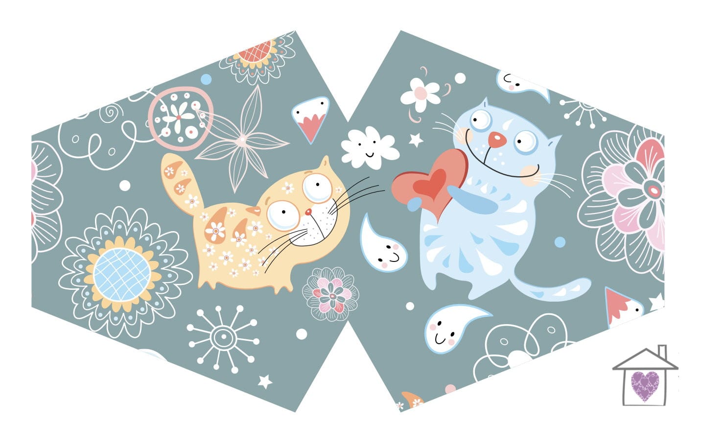 Reusable Fashion Face Mask - Happy Cats (Children)