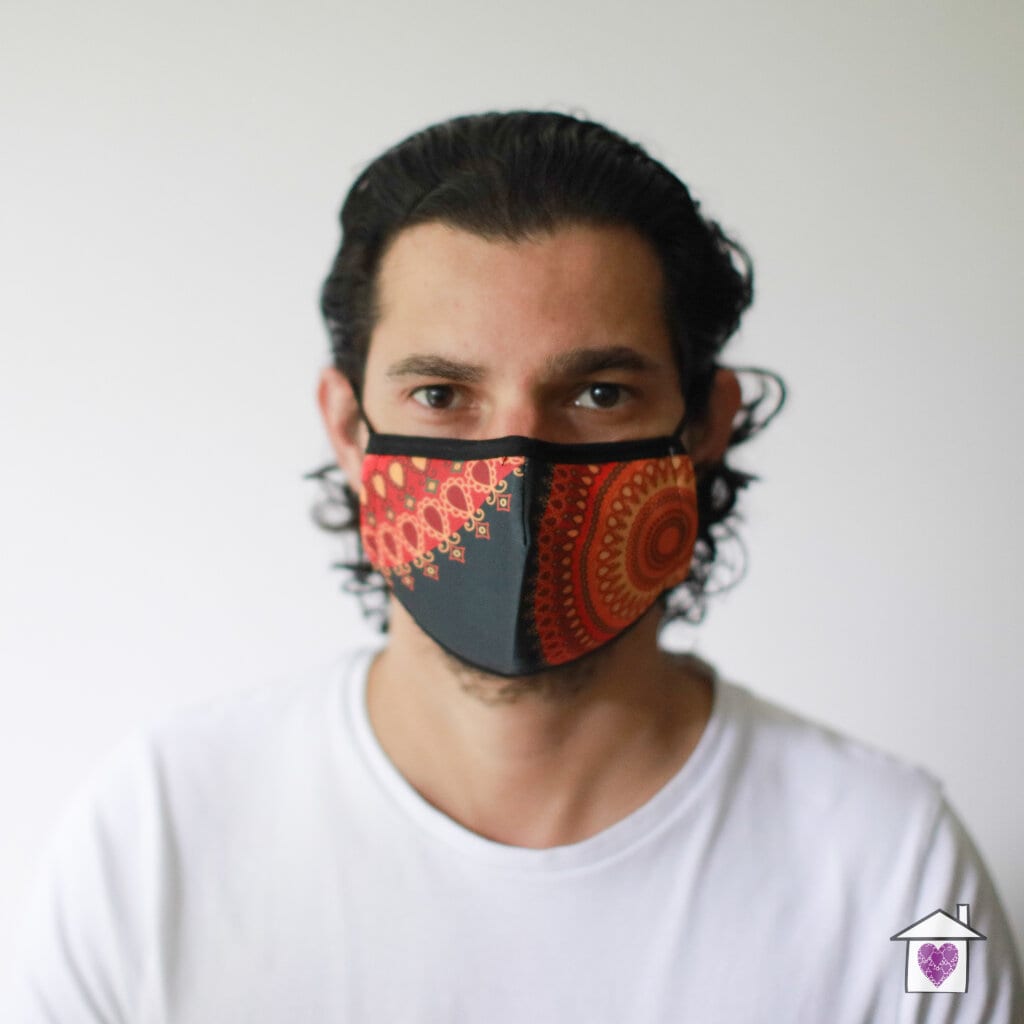 Reusable Fashion Face Mask - Orange Mandala (Adult) - Image 3