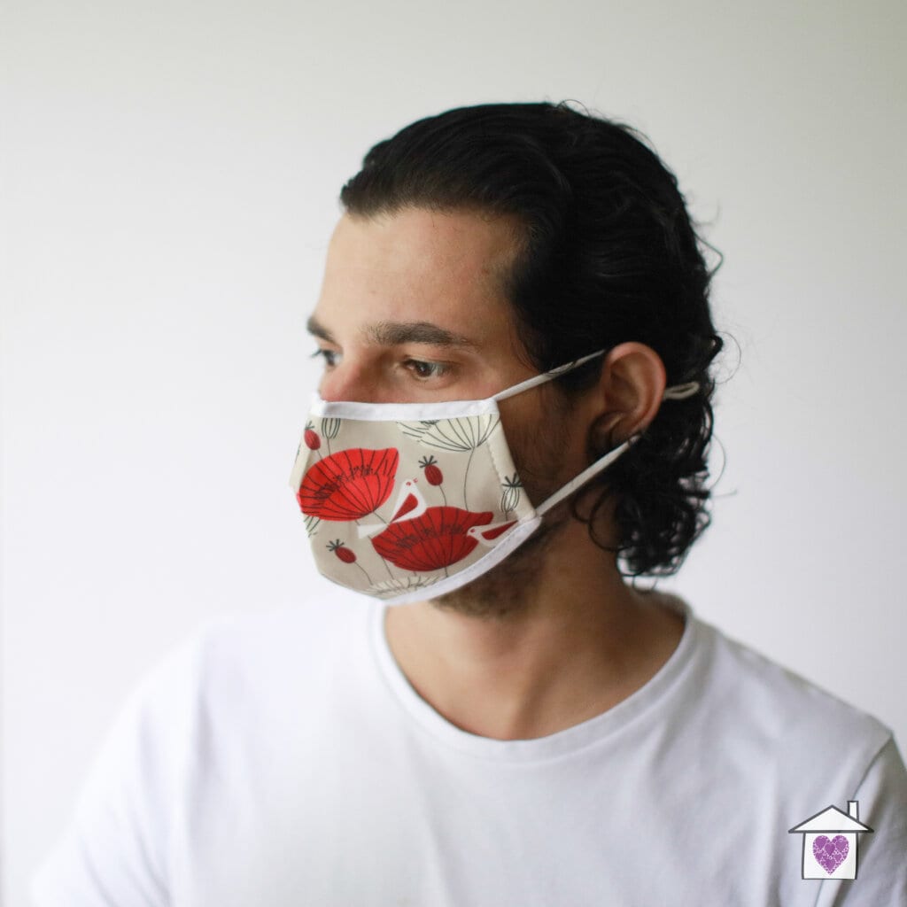 Reusable Fashion Face Mask - Oriental Poppies (Adult) - Image 2