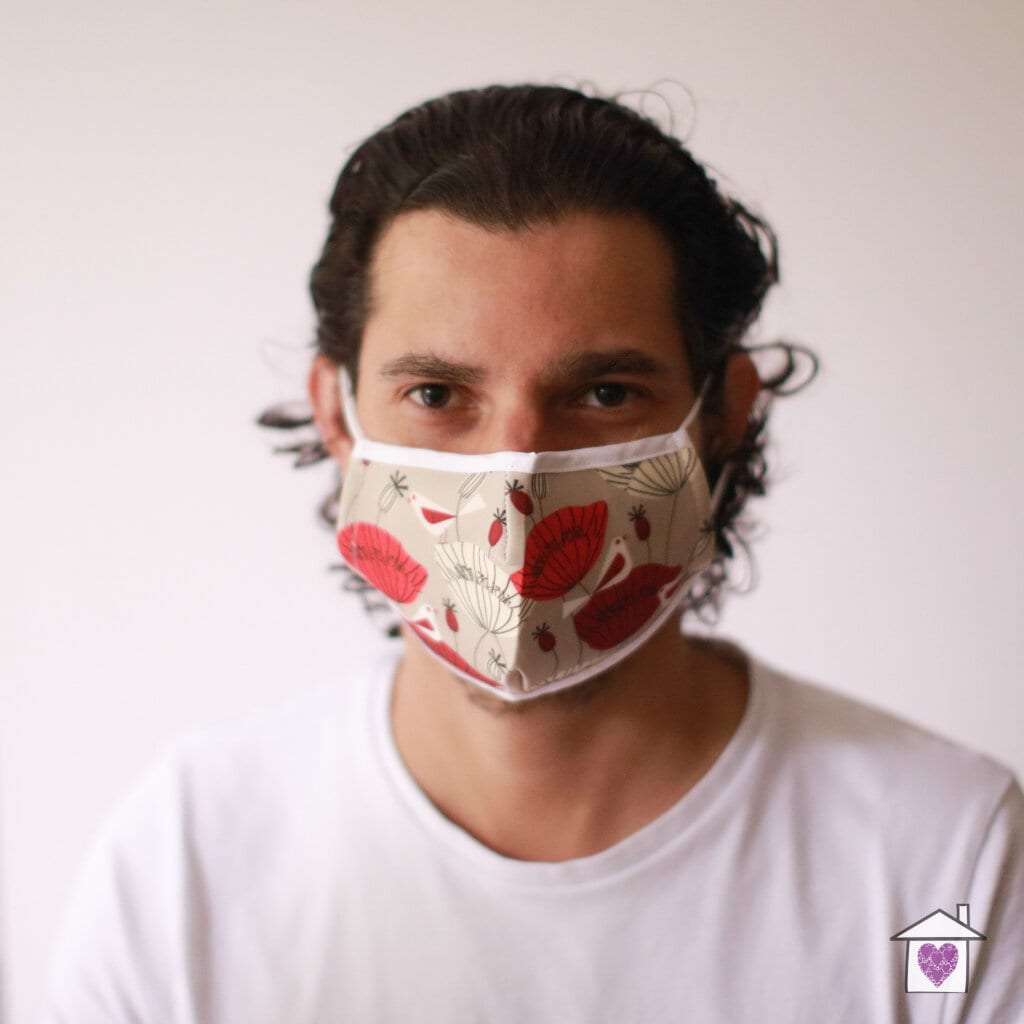Reusable Fashion Face Mask - Oriental Poppies (Adult) - Image 3