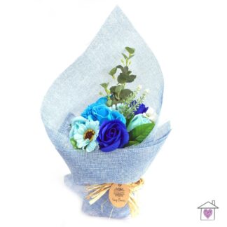 Standing Soap Flower Bouquet- Blue