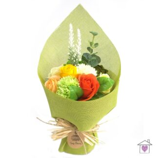 Standing Soap Flower Bouquet- Green Yellow