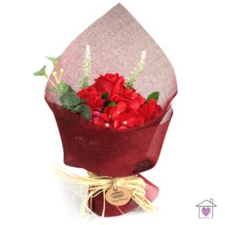 Standing Soap Flower Bouquet- Red