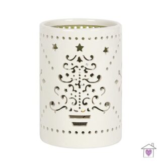 Small Ceramic Cutout Christmas Tree Candle Holder