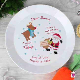 Personalised Santa and Rudolph Christmas Eve Mince Pie Plastic Plate