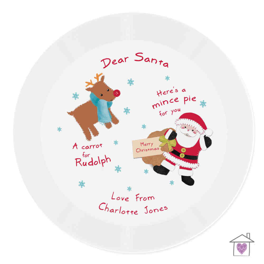 Personalised Santa and Rudolph Christmas Eve Mince Pie Plastic Plate - Image 2