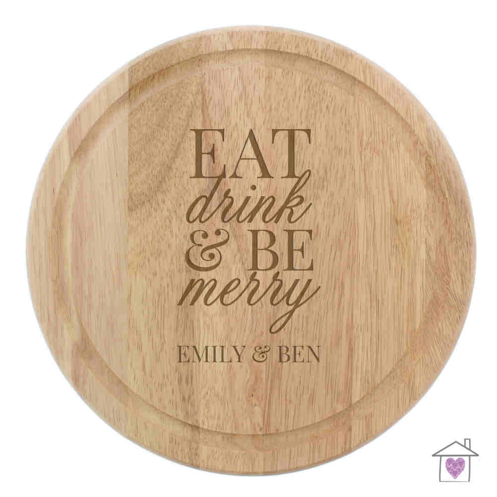 Personalised Eat Drink & Be Merry Round Chopping Board - Image 2